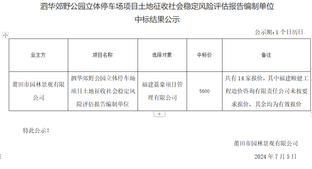 泗華郊野公園立體停車場項目土地征收社會穩(wěn)定風險評估報告編制單位結(jié)果公示.png